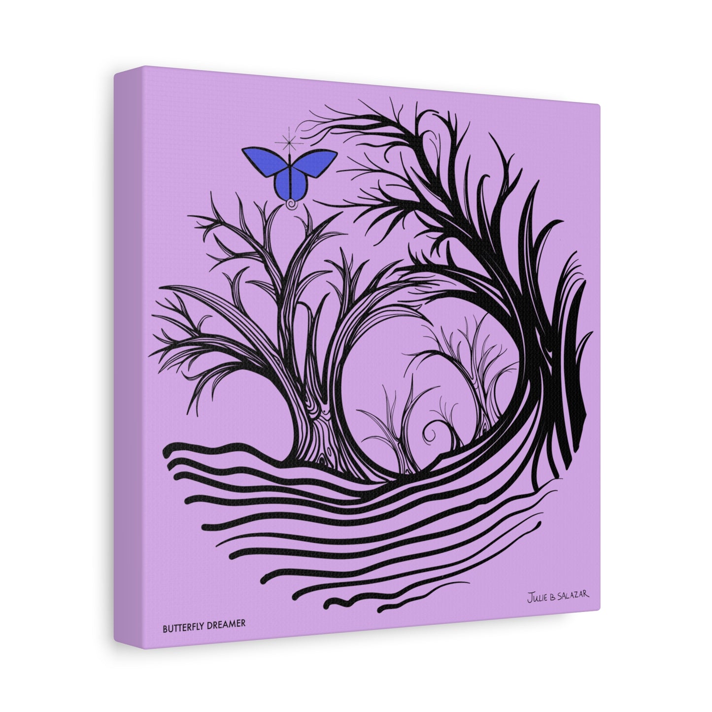 “Butterfly Dreamer”, IMAGINE™ Series, Hand-Drawn Art Print, Wall Art Collection, Stretched Canvas , 6 x 6 inches, 20 x 20 inches, 36 x 36 inches, plus 7 More Sizes
