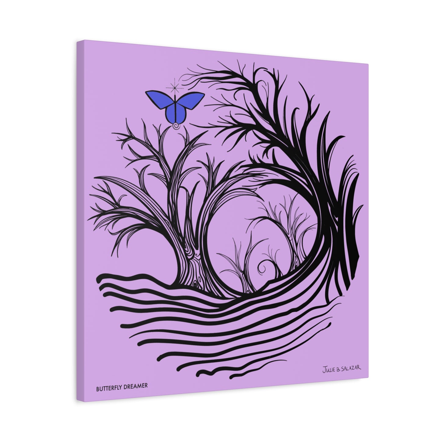 “Butterfly Dreamer”, IMAGINE™ Series, Hand-Drawn Art Print, Wall Art Collection, Stretched Canvas , 6 x 6 inches, 20 x 20 inches, 36 x 36 inches, plus 7 More Sizes