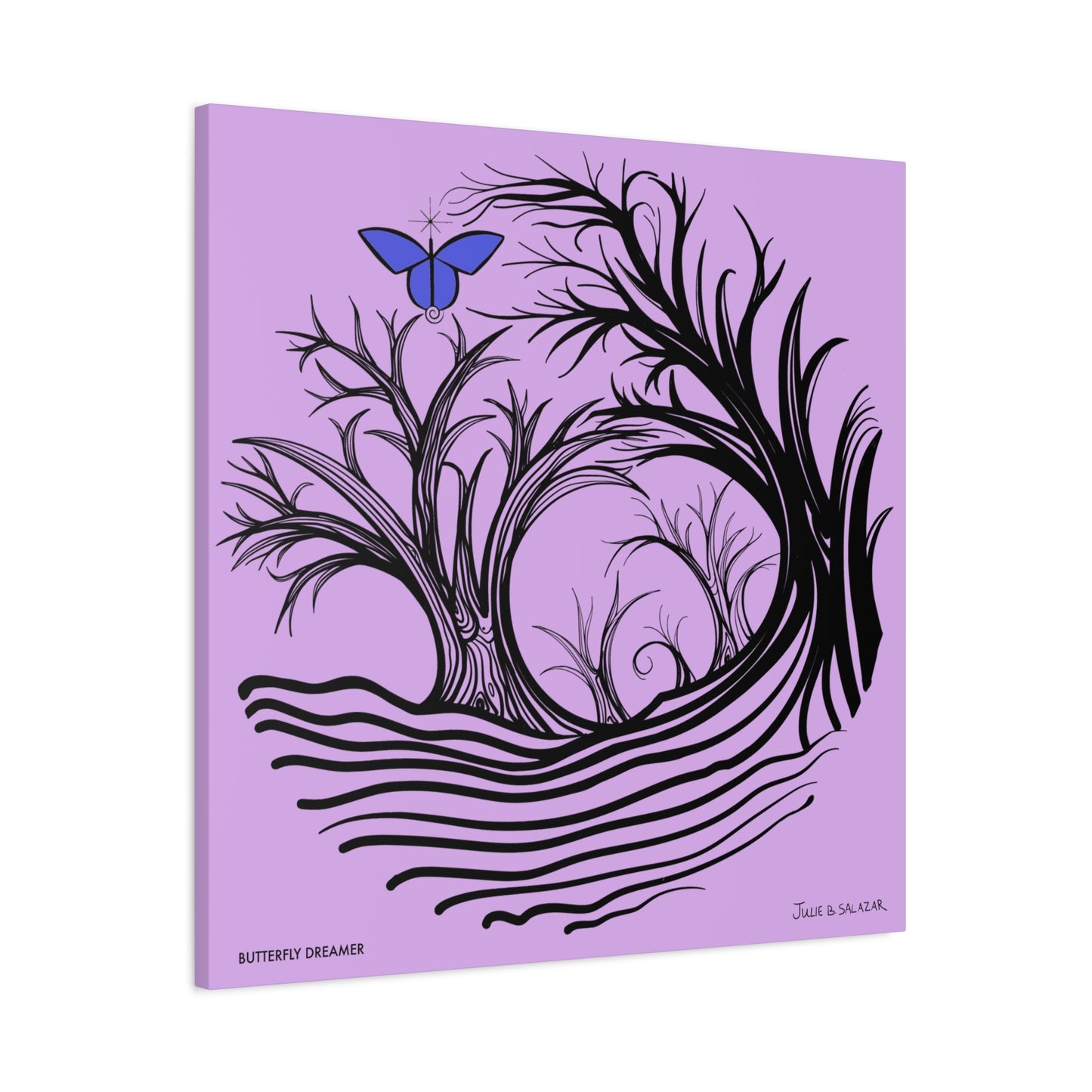 “Butterfly Dreamer”, IMAGINE™ Series, Hand-Drawn Art Print, Wall Art Collection, Stretched Canvas , 6 x 6 inches, 20 x 20 inches, 36 x 36 inches, plus 7 More Sizes