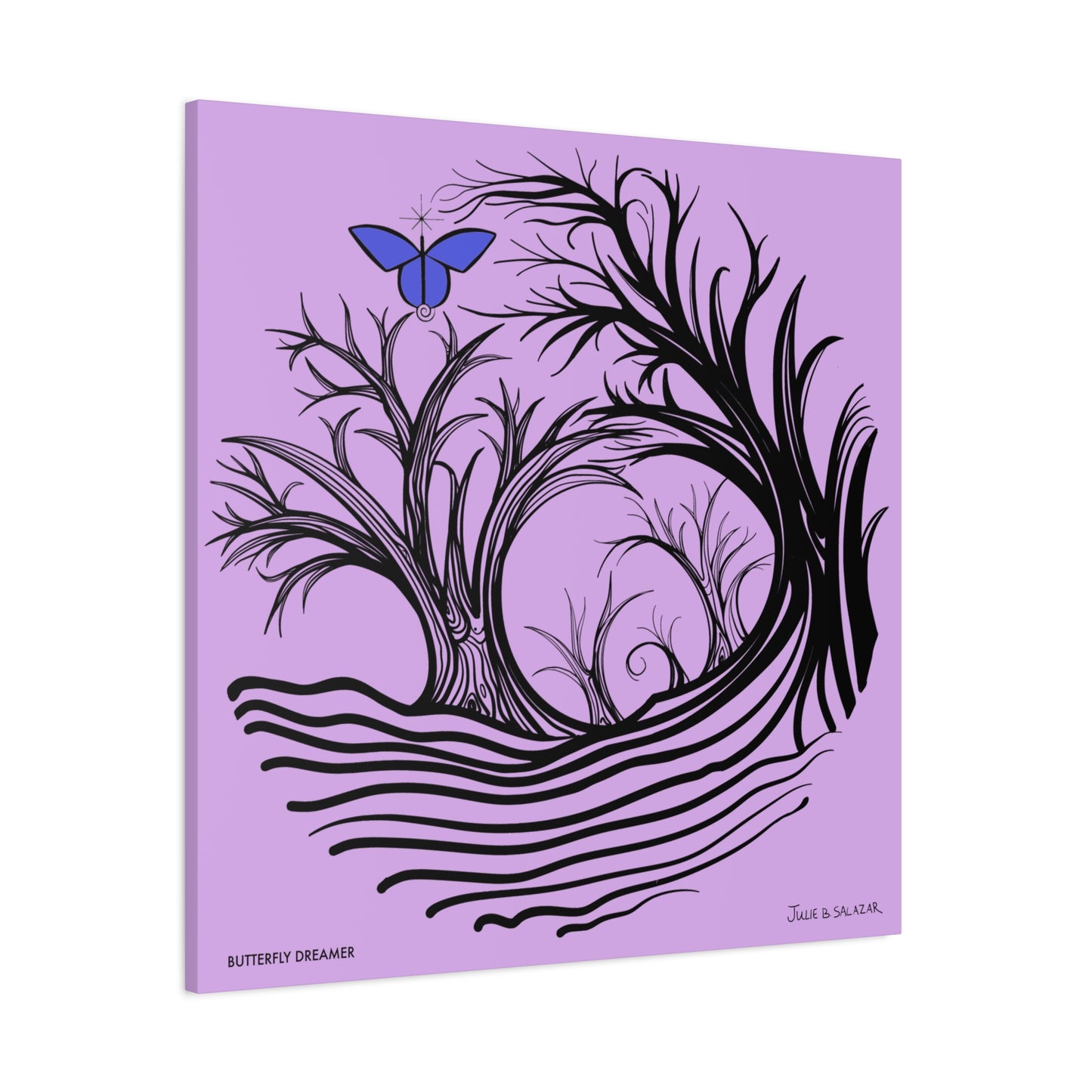 “Butterfly Dreamer”, IMAGINE™ Series, Hand-Drawn Art Print, Wall Art Collection, Stretched Canvas , 6 x 6 inches, 20 x 20 inches, 36 x 36 inches, plus 7 More Sizes