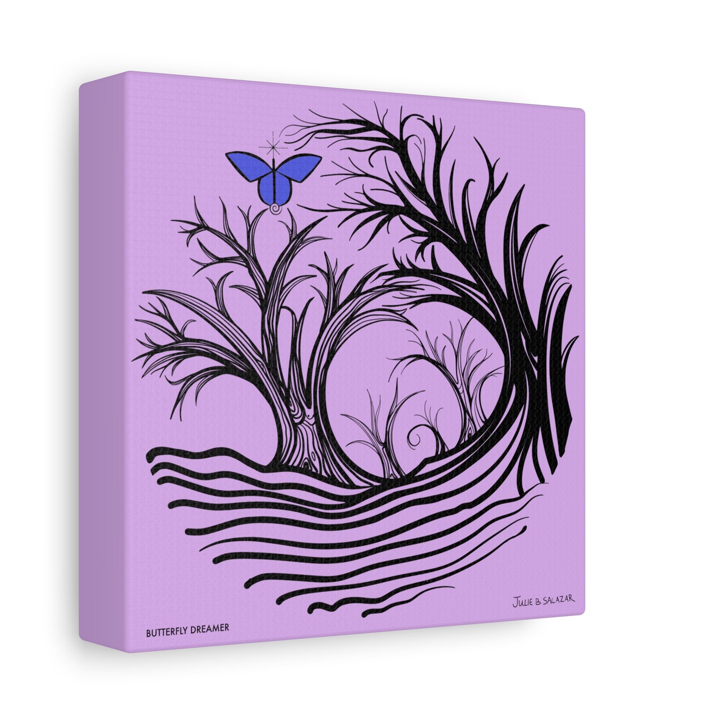 “Butterfly Dreamer”, IMAGINE™ Series, Hand-Drawn Art Print, Wall Art Collection, Stretched Canvas , 6 x 6 inches, 20 x 20 inches, 36 x 36 inches, plus 7 More Sizes