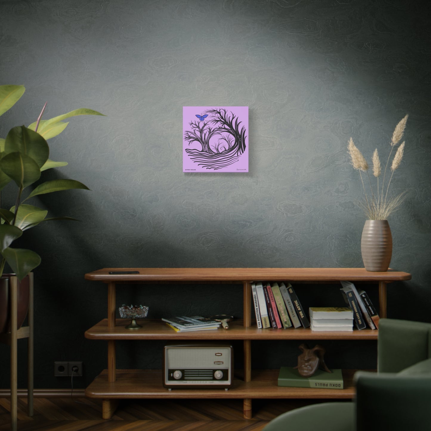 “Butterfly Dreamer”, IMAGINE™ Series, Hand-Drawn Art Print, Wall Art Collection, Stretched Canvas , 6 x 6 inches, 20 x 20 inches, 36 x 36 inches, plus 7 More Sizes