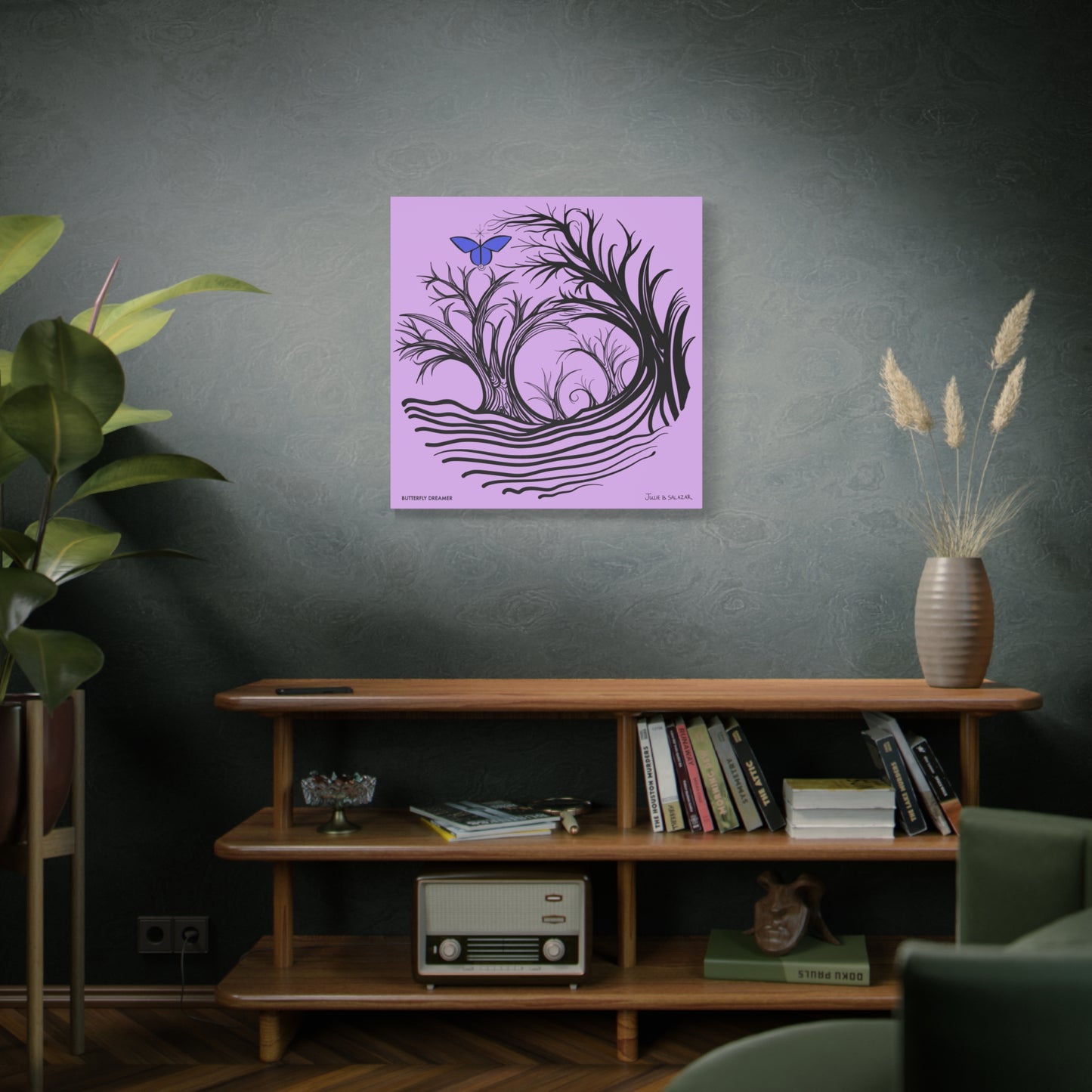 “Butterfly Dreamer”, IMAGINE™ Series, Hand-Drawn Art Print, Wall Art Collection, Stretched Canvas , 6 x 6 inches, 20 x 20 inches, 36 x 36 inches, plus 7 More Sizes