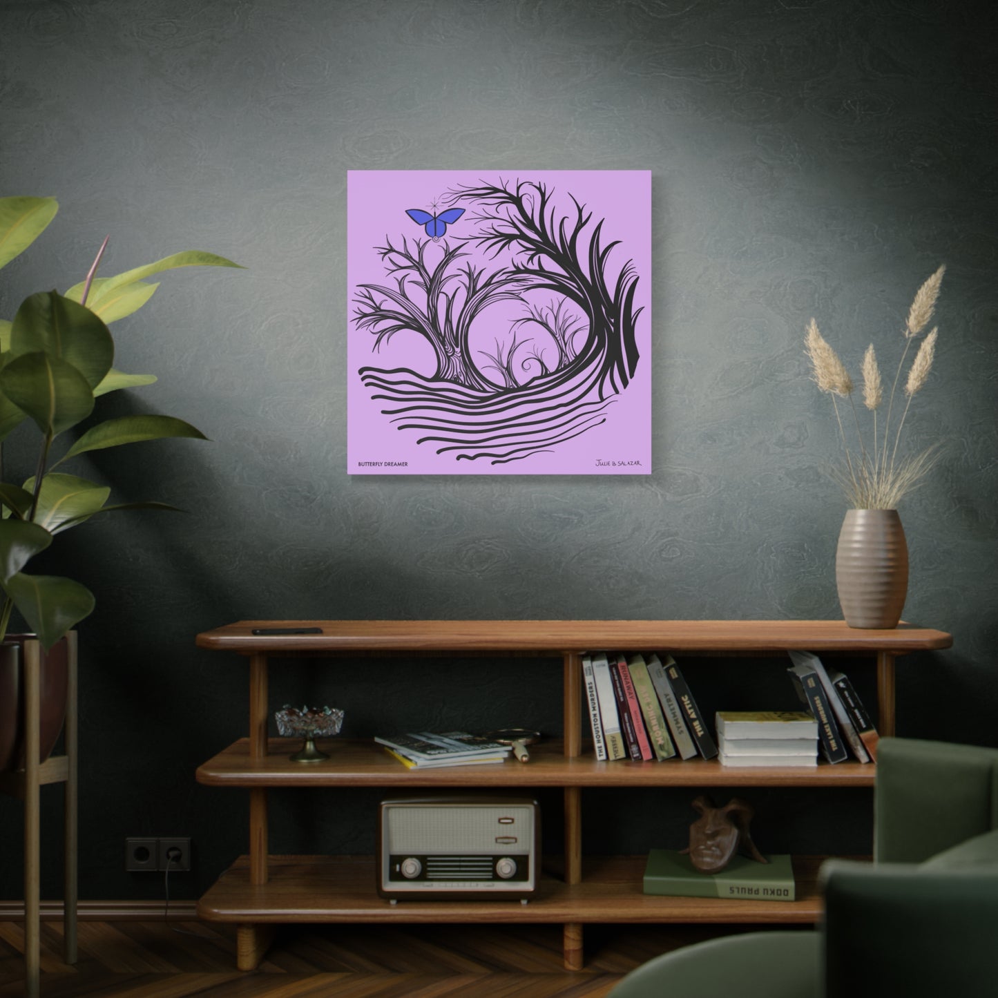 “Butterfly Dreamer”, IMAGINE™ Series, Hand-Drawn Art Print, Wall Art Collection, Stretched Canvas , 6 x 6 inches, 20 x 20 inches, 36 x 36 inches, plus 7 More Sizes