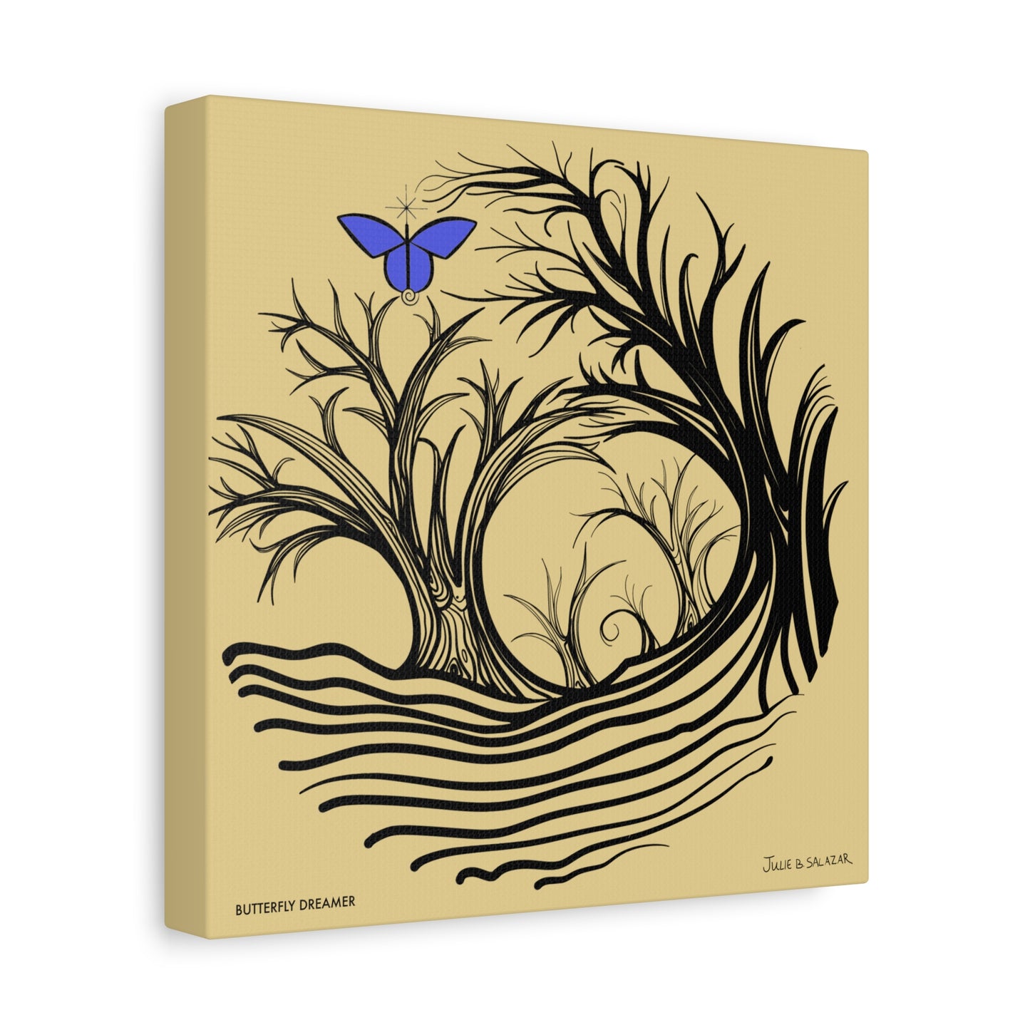 “Butterfly Dreamer”, IMAGINE™ Series, Hand-Drawn Art Print, Wall Art Collection, Stretched Canvas , 6 x 6 inches, 20 x 20 inches, 36 x 36 inches, plus 7 More Sizes
