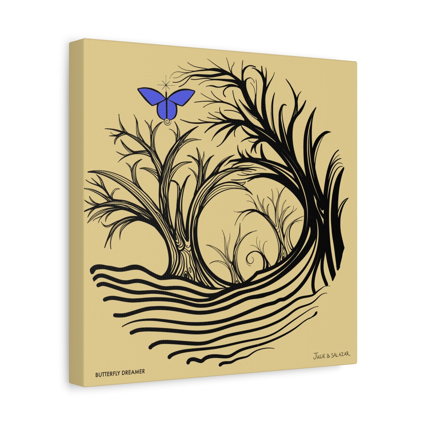 “Butterfly Dreamer”, IMAGINE™ Series, Hand-Drawn Art Print, Wall Art Collection, Stretched Canvas , 6 x 6 inches, 20 x 20 inches, 36 x 36 inches, plus 7 More Sizes