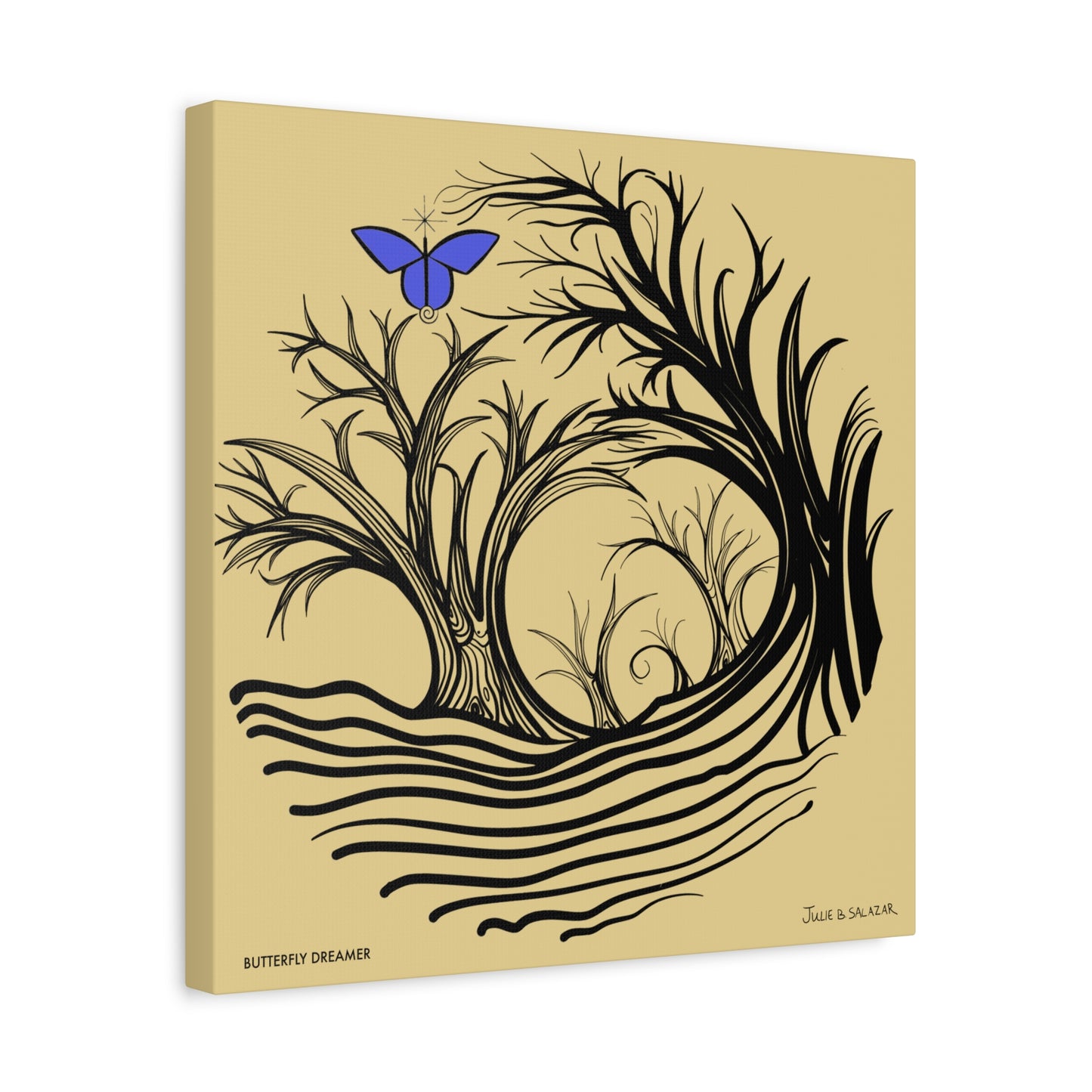 “Butterfly Dreamer”, IMAGINE™ Series, Hand-Drawn Art Print, Wall Art Collection, Stretched Canvas , 6 x 6 inches, 20 x 20 inches, 36 x 36 inches, plus 7 More Sizes