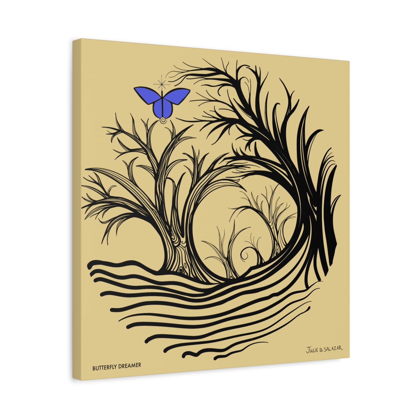 “Butterfly Dreamer”, IMAGINE™ Series, Hand-Drawn Art Print, Wall Art Collection, Stretched Canvas , 6 x 6 inches, 20 x 20 inches, 36 x 36 inches, plus 7 More Sizes