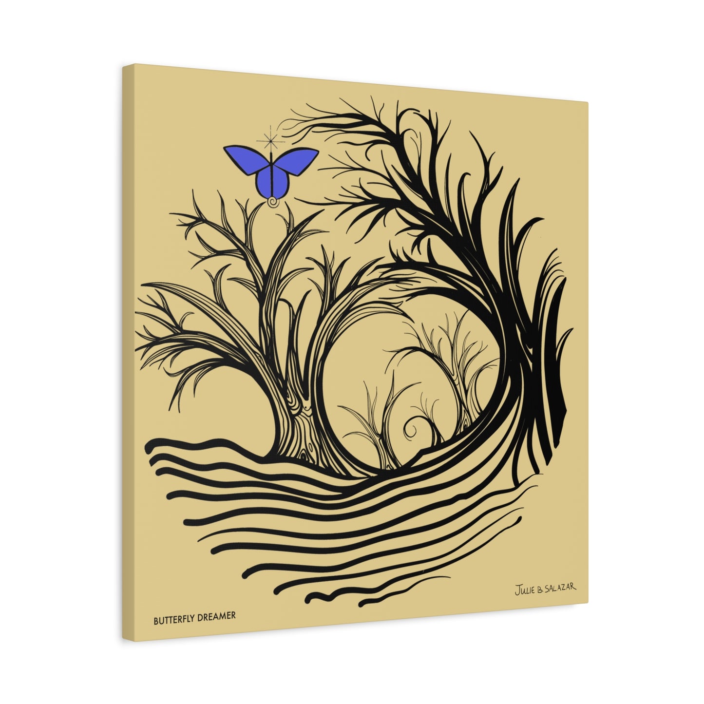 “Butterfly Dreamer”, IMAGINE™ Series, Hand-Drawn Art Print, Wall Art Collection, Stretched Canvas , 6 x 6 inches, 20 x 20 inches, 36 x 36 inches, plus 7 More Sizes