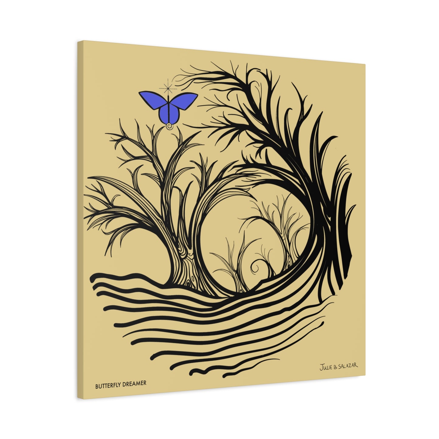 “Butterfly Dreamer”, IMAGINE™ Series, Hand-Drawn Art Print, Wall Art Collection, Stretched Canvas , 6 x 6 inches, 20 x 20 inches, 36 x 36 inches, plus 7 More Sizes