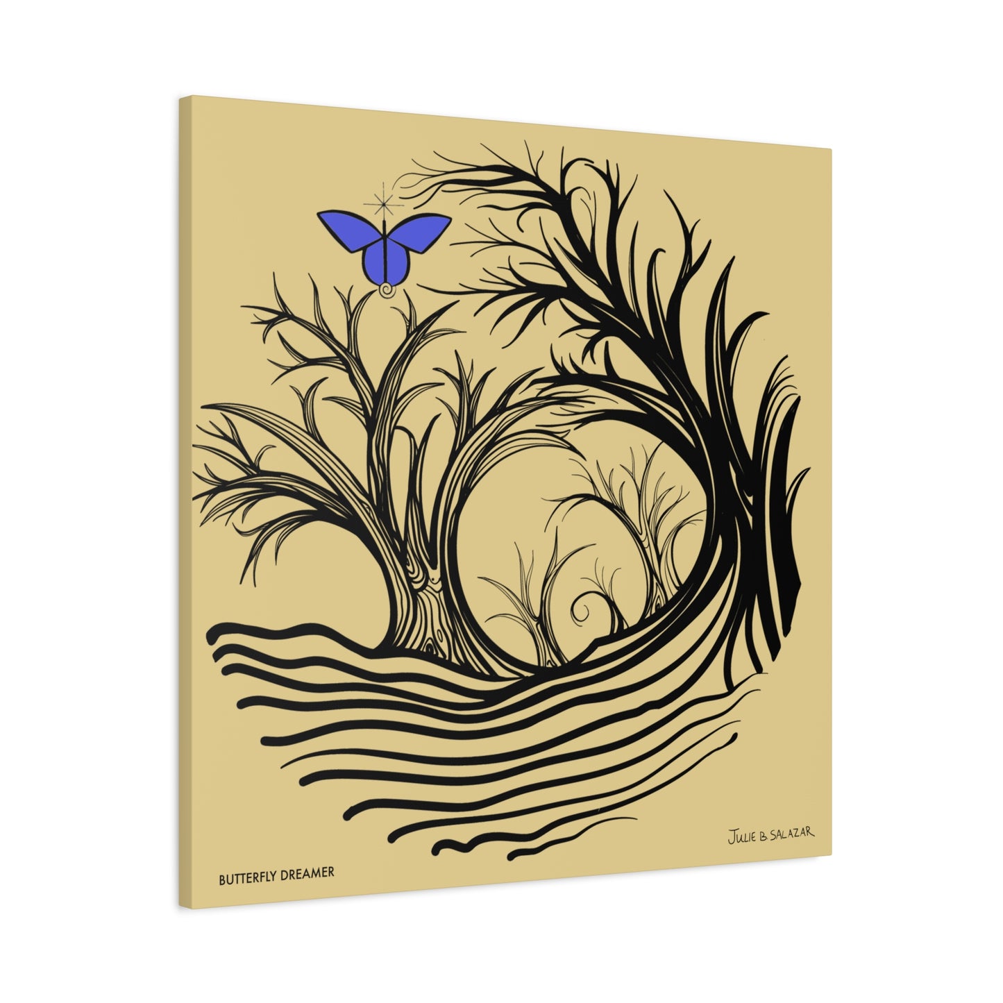 “Butterfly Dreamer”, IMAGINE™ Series, Hand-Drawn Art Print, Wall Art Collection, Stretched Canvas , 6 x 6 inches, 20 x 20 inches, 36 x 36 inches, plus 7 More Sizes
