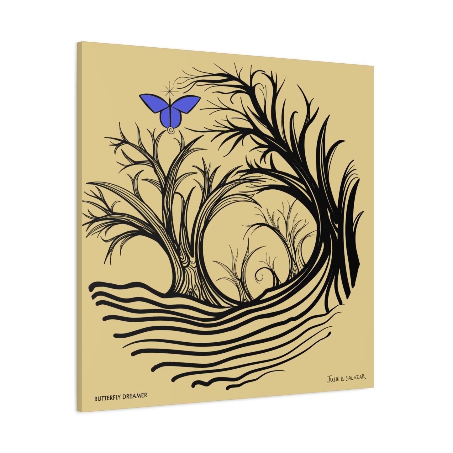 “Butterfly Dreamer”, IMAGINE™ Series, Hand-Drawn Art Print, Wall Art Collection, Stretched Canvas , 6 x 6 inches, 20 x 20 inches, 36 x 36 inches, plus 7 More Sizes