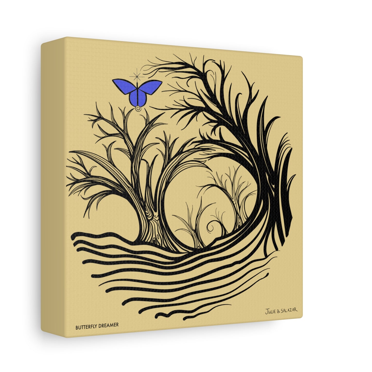 “Butterfly Dreamer”, IMAGINE™ Series, Hand-Drawn Art Print, Wall Art Collection, Stretched Canvas , 6 x 6 inches, 20 x 20 inches, 36 x 36 inches, plus 7 More Sizes
