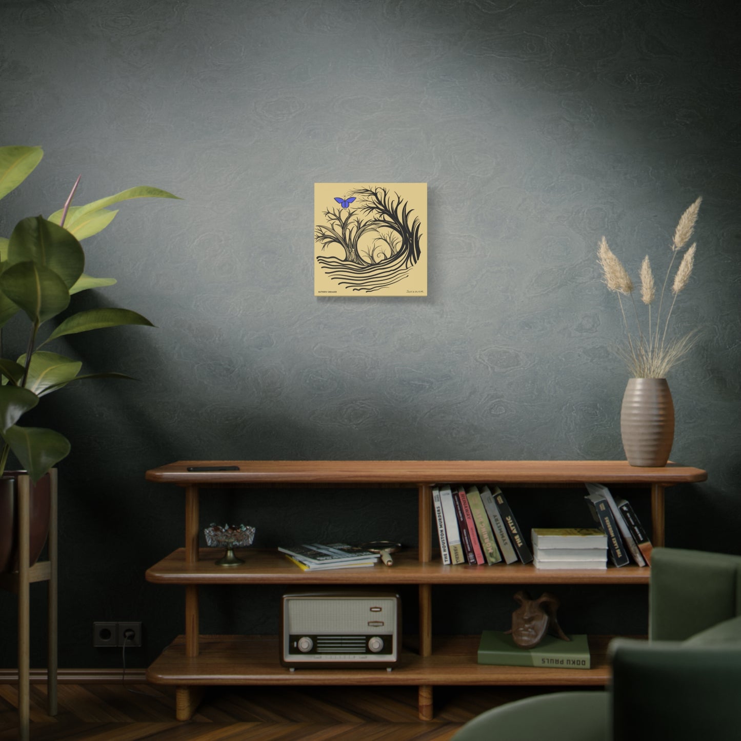 “Butterfly Dreamer”, IMAGINE™ Series, Hand-Drawn Art Print, Wall Art Collection, Stretched Canvas , 6 x 6 inches, 20 x 20 inches, 36 x 36 inches, plus 7 More Sizes