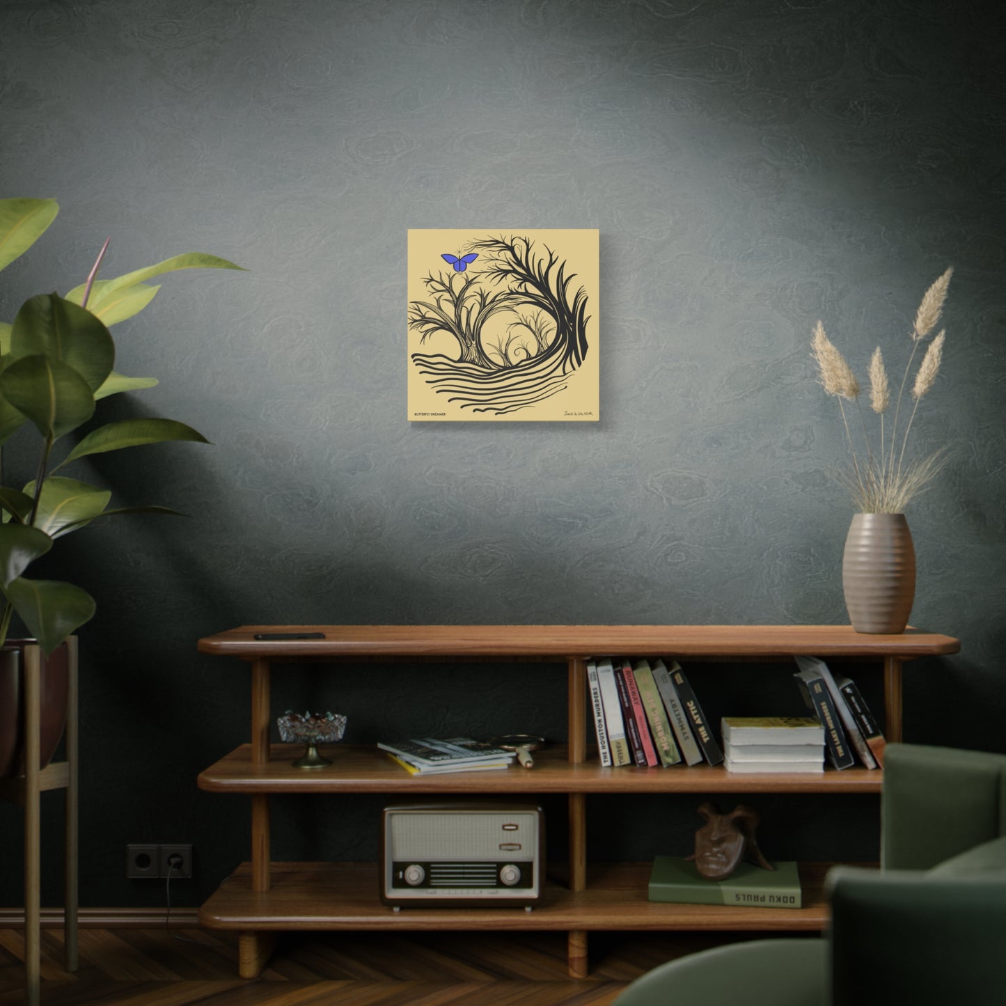 “Butterfly Dreamer”, IMAGINE™ Series, Hand-Drawn Art Print, Wall Art Collection, Stretched Canvas , 6 x 6 inches, 20 x 20 inches, 36 x 36 inches, plus 7 More Sizes