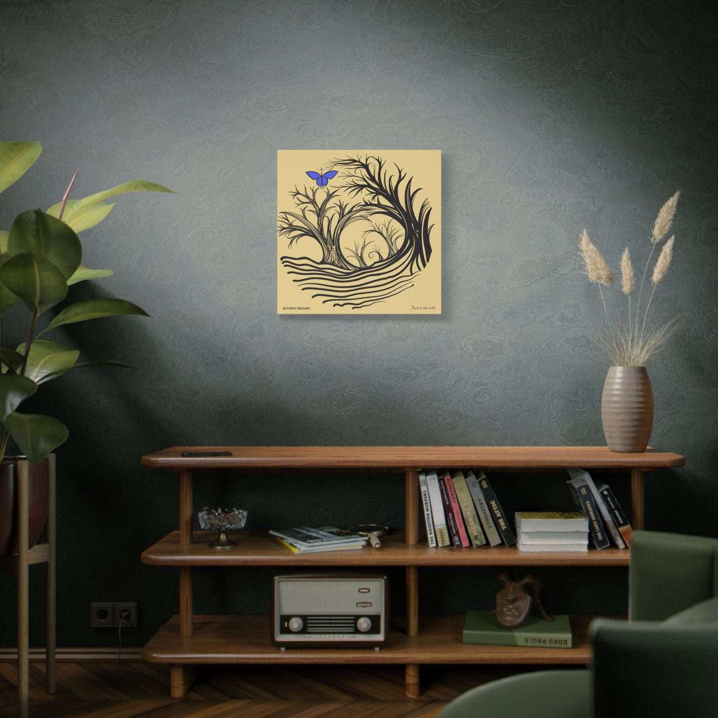 “Butterfly Dreamer”, IMAGINE™ Series, Hand-Drawn Art Print, Wall Art Collection, Stretched Canvas , 6 x 6 inches, 20 x 20 inches, 36 x 36 inches, plus 7 More Sizes
