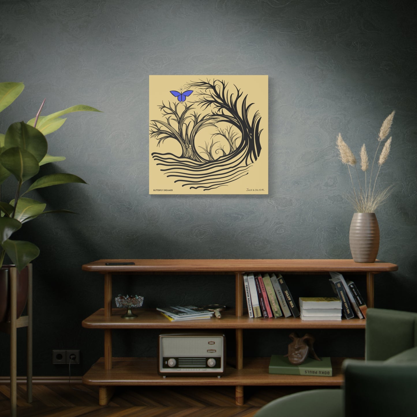 “Butterfly Dreamer”, IMAGINE™ Series, Hand-Drawn Art Print, Wall Art Collection, Stretched Canvas , 6 x 6 inches, 20 x 20 inches, 36 x 36 inches, plus 7 More Sizes
