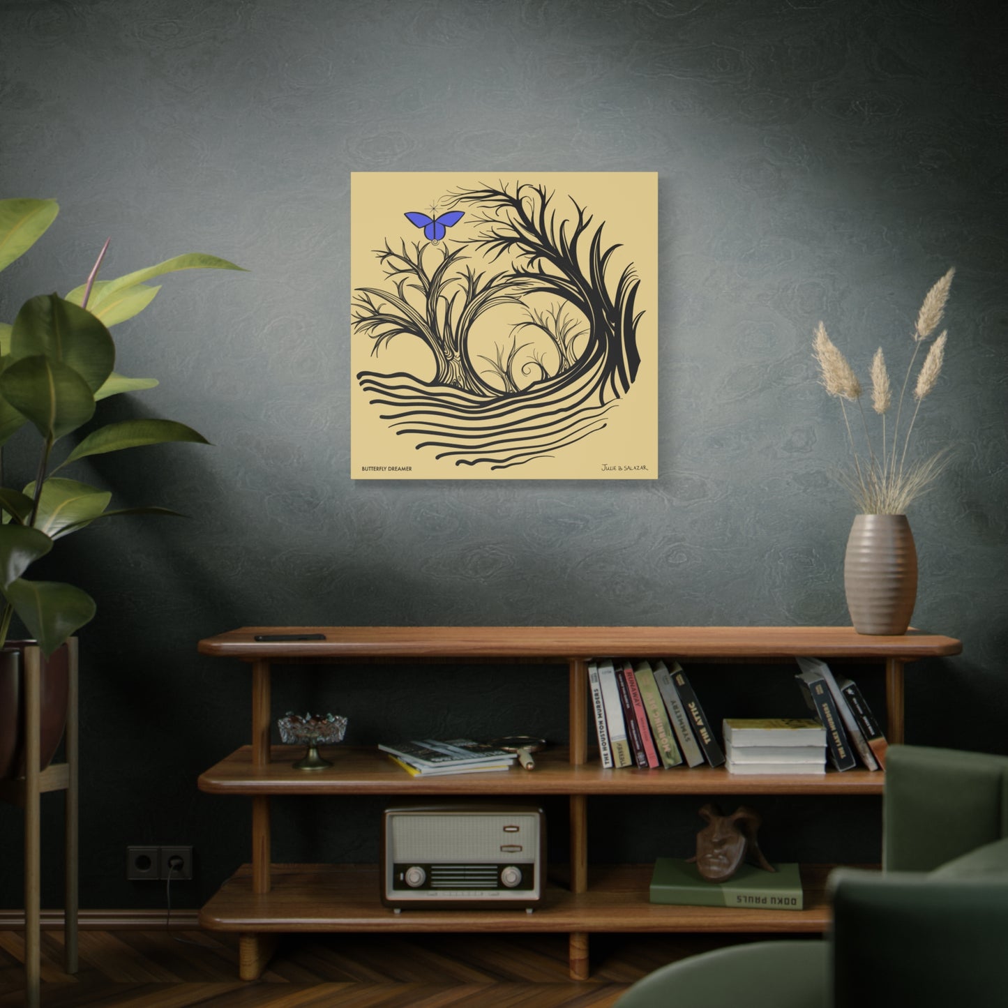 “Butterfly Dreamer”, IMAGINE™ Series, Hand-Drawn Art Print, Wall Art Collection, Stretched Canvas , 6 x 6 inches, 20 x 20 inches, 36 x 36 inches, plus 7 More Sizes