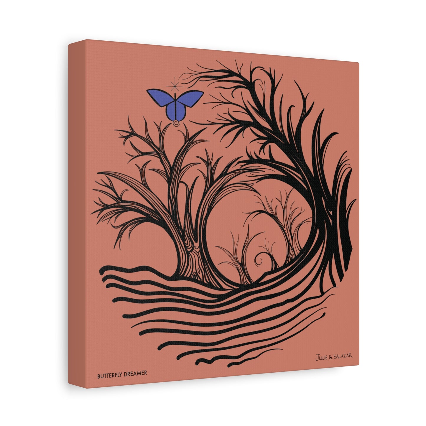 “Butterfly Dreamer”, IMAGINE™ Series, Hand-Drawn Art Print, Wall Art Collection, Stretched Canvas , 6 x 6 inches, 20 x 20 inches, 36 x 36 inches, plus 7 More Sizes