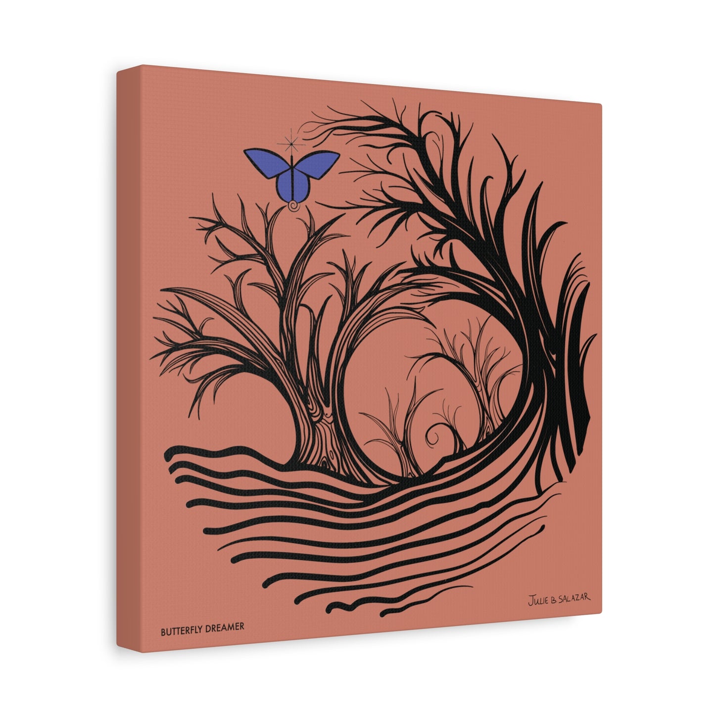 “Butterfly Dreamer”, IMAGINE™ Series, Hand-Drawn Art Print, Wall Art Collection, Stretched Canvas , 6 x 6 inches, 20 x 20 inches, 36 x 36 inches, plus 7 More Sizes