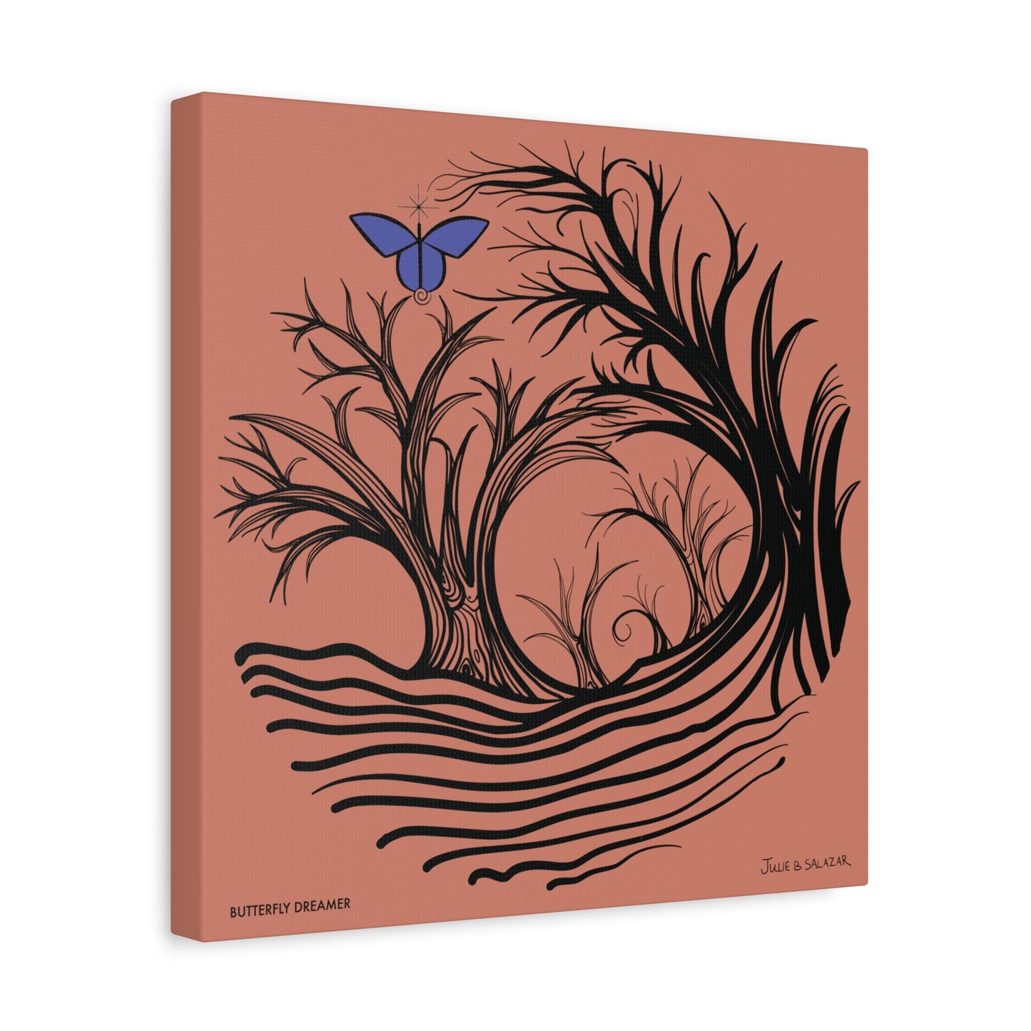 “Butterfly Dreamer”, IMAGINE™ Series, Hand-Drawn Art Print, Wall Art Collection, Stretched Canvas , 6 x 6 inches, 20 x 20 inches, 36 x 36 inches, plus 7 More Sizes