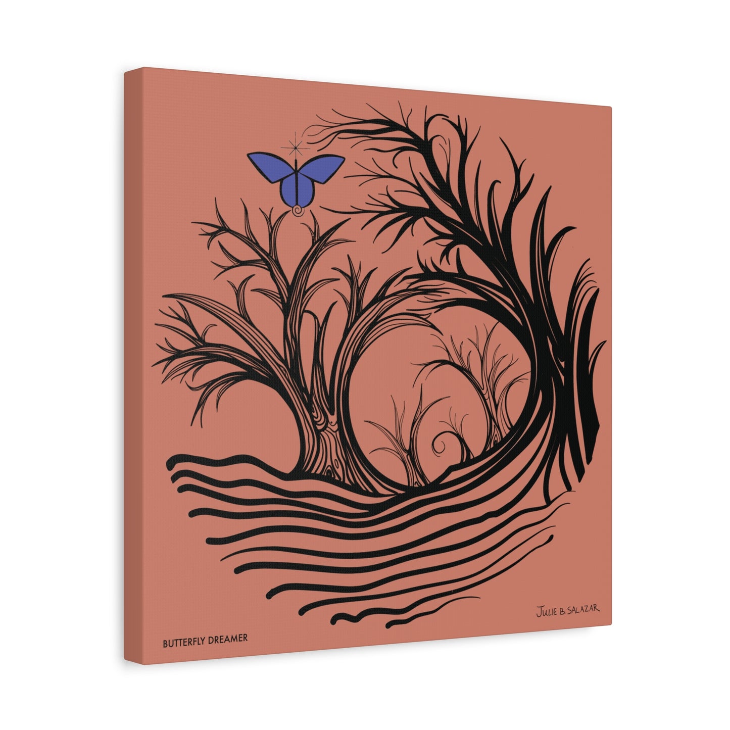 “Butterfly Dreamer”, IMAGINE™ Series, Hand-Drawn Art Print, Wall Art Collection, Stretched Canvas , 6 x 6 inches, 20 x 20 inches, 36 x 36 inches, plus 7 More Sizes