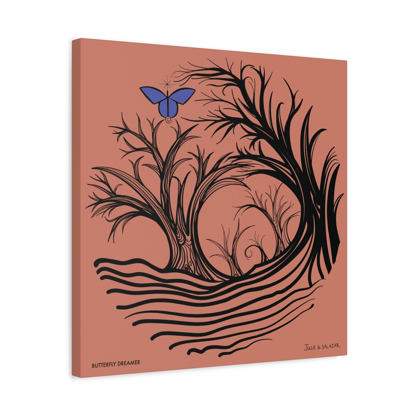“Butterfly Dreamer”, IMAGINE™ Series, Hand-Drawn Art Print, Wall Art Collection, Stretched Canvas , 6 x 6 inches, 20 x 20 inches, 36 x 36 inches, plus 7 More Sizes