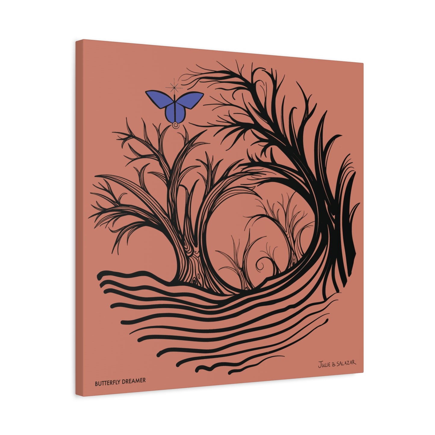 “Butterfly Dreamer”, IMAGINE™ Series, Hand-Drawn Art Print, Wall Art Collection, Stretched Canvas , 6 x 6 inches, 20 x 20 inches, 36 x 36 inches, plus 7 More Sizes