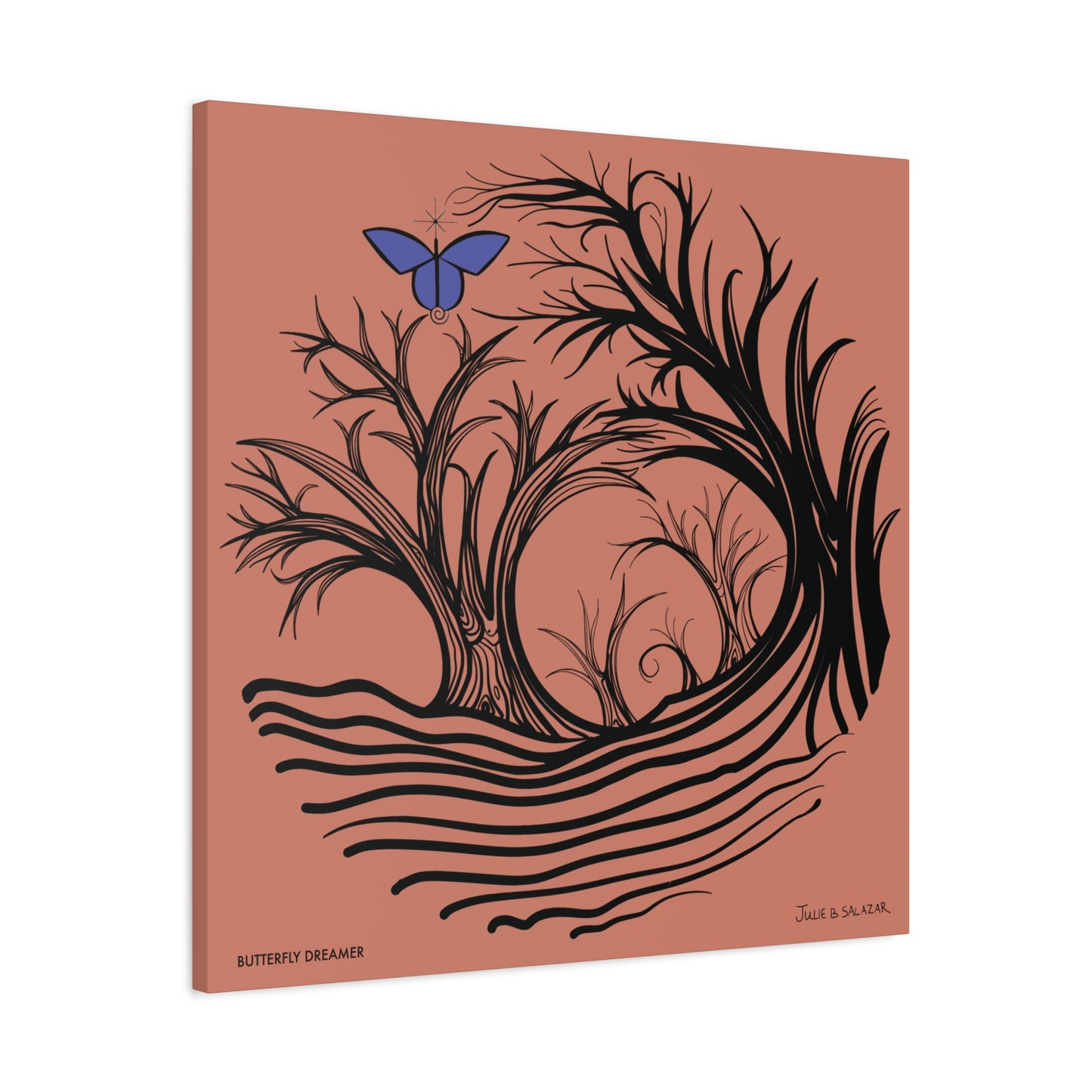 “Butterfly Dreamer”, IMAGINE™ Series, Hand-Drawn Art Print, Wall Art Collection, Stretched Canvas , 6 x 6 inches, 20 x 20 inches, 36 x 36 inches, plus 7 More Sizes