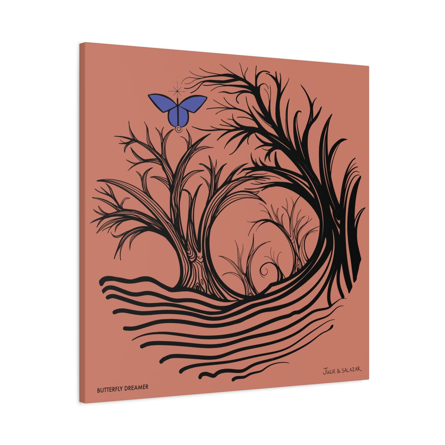 “Butterfly Dreamer”, IMAGINE™ Series, Hand-Drawn Art Print, Wall Art Collection, Stretched Canvas , 6 x 6 inches, 20 x 20 inches, 36 x 36 inches, plus 7 More Sizes