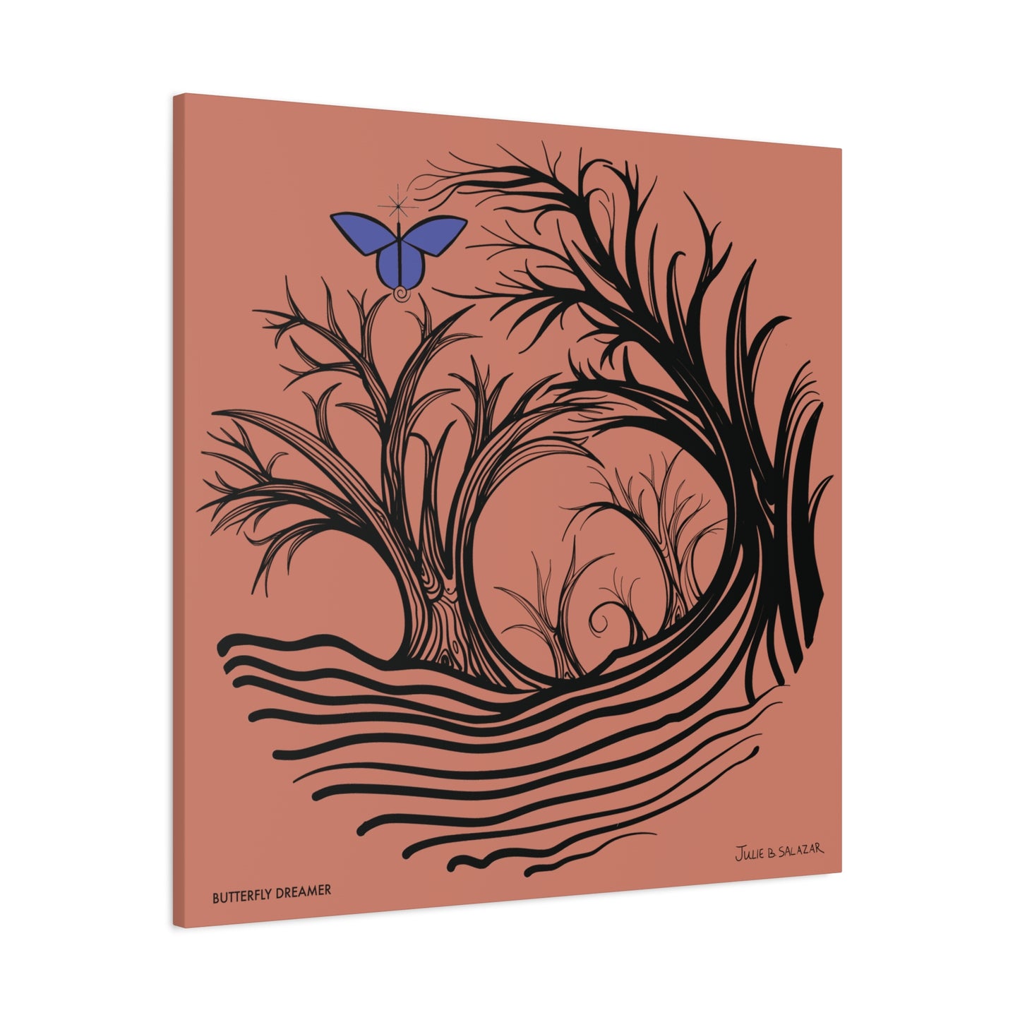 “Butterfly Dreamer”, IMAGINE™ Series, Hand-Drawn Art Print, Wall Art Collection, Stretched Canvas , 6 x 6 inches, 20 x 20 inches, 36 x 36 inches, plus 7 More Sizes
