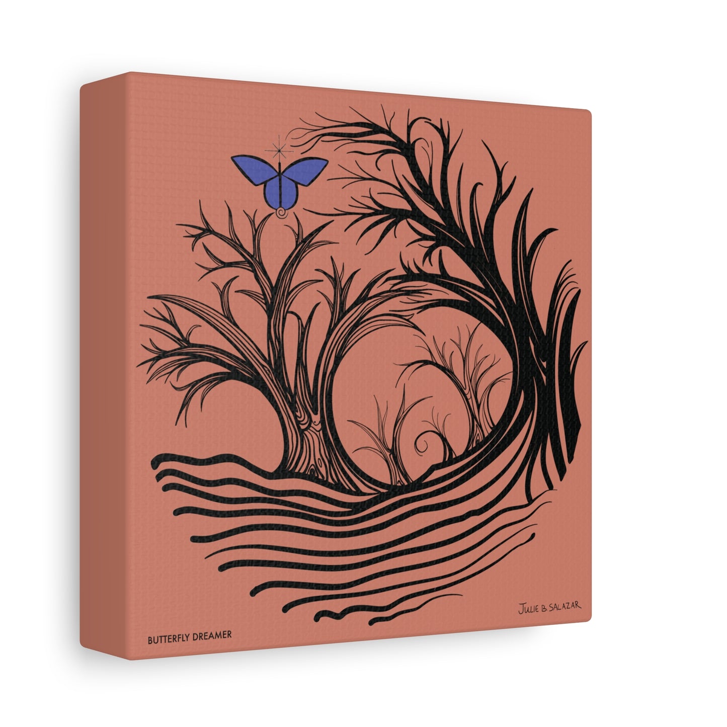 “Butterfly Dreamer”, IMAGINE™ Series, Hand-Drawn Art Print, Wall Art Collection, Stretched Canvas , 6 x 6 inches, 20 x 20 inches, 36 x 36 inches, plus 7 More Sizes