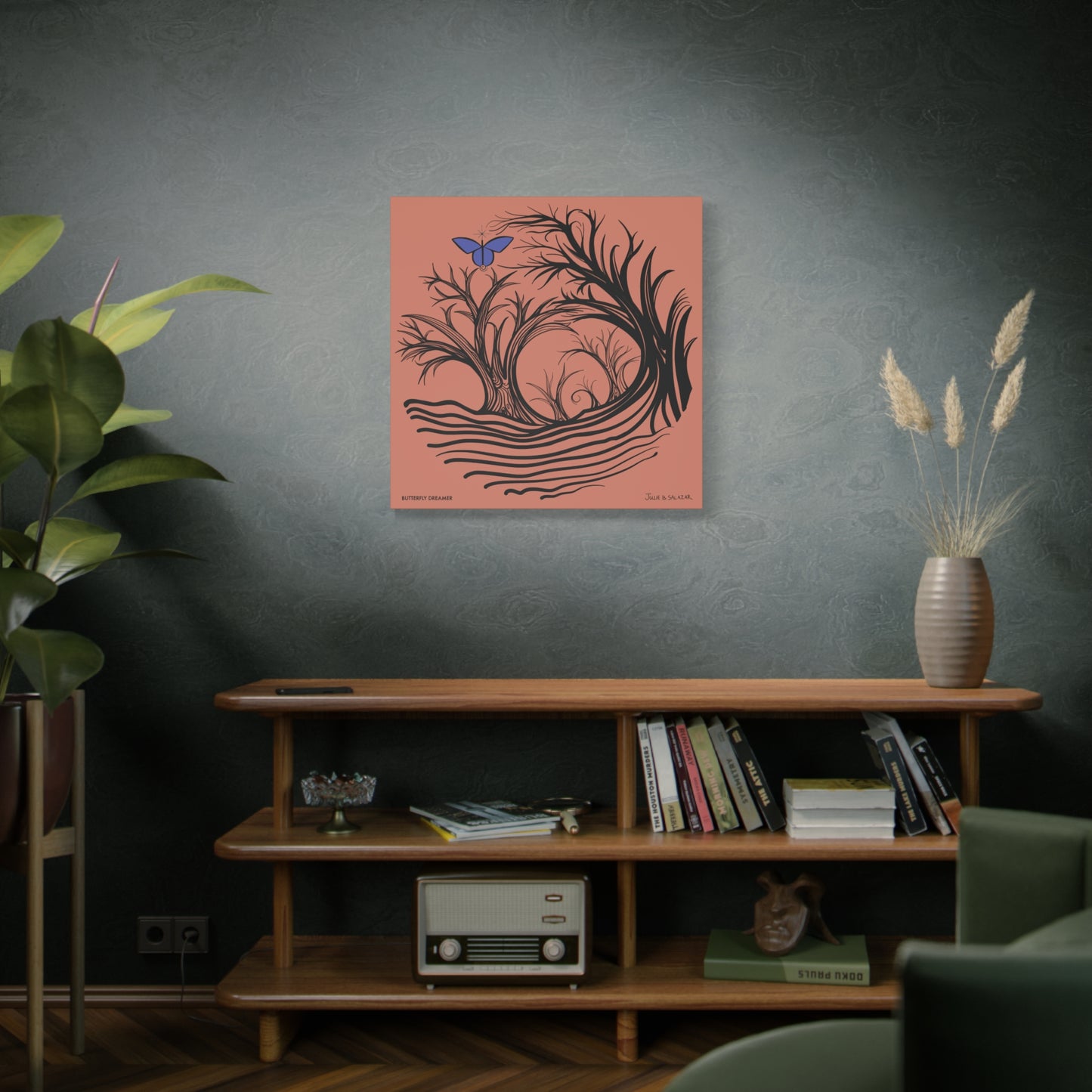 “Butterfly Dreamer”, IMAGINE™ Series, Hand-Drawn Art Print, Wall Art Collection, Stretched Canvas , 6 x 6 inches, 20 x 20 inches, 36 x 36 inches, plus 7 More Sizes