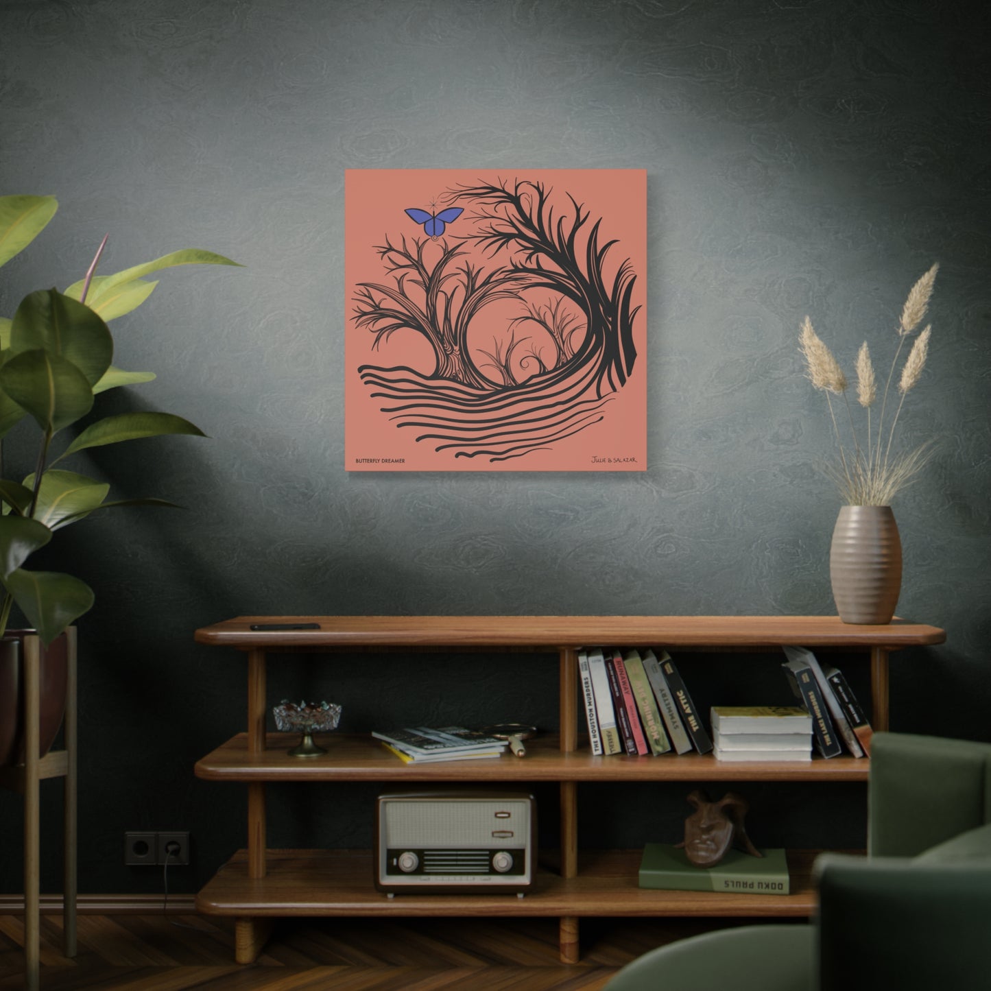 “Butterfly Dreamer”, IMAGINE™ Series, Hand-Drawn Art Print, Wall Art Collection, Stretched Canvas , 6 x 6 inches, 20 x 20 inches, 36 x 36 inches, plus 7 More Sizes