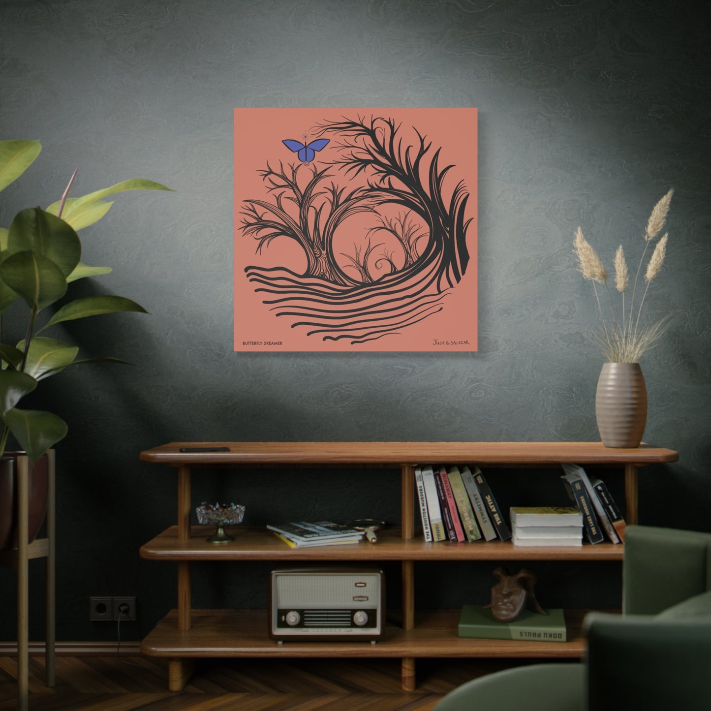 “Butterfly Dreamer”, IMAGINE™ Series, Hand-Drawn Art Print, Wall Art Collection, Stretched Canvas , 6 x 6 inches, 20 x 20 inches, 36 x 36 inches, plus 7 More Sizes