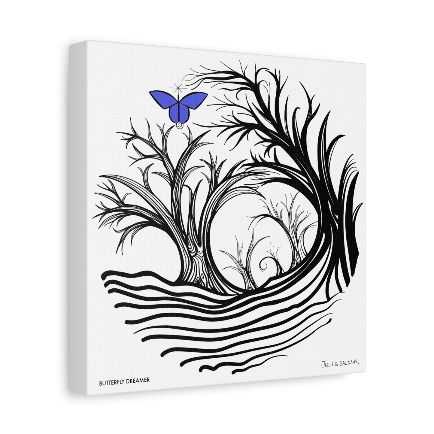 “Butterfly Dreamer”, IMAGINE™ Series, Hand-Drawn Art Print, Wall Art Collection, Stretched Canvas , 6 x 6 inches, 20 x 20 inches, 36 x 36 inches, plus 7 More Sizes