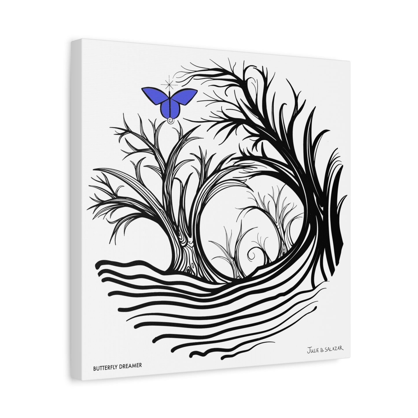 “Butterfly Dreamer”, IMAGINE™ Series, Hand-Drawn Art Print, Wall Art Collection, Stretched Canvas , 6 x 6 inches, 20 x 20 inches, 36 x 36 inches, plus 7 More Sizes