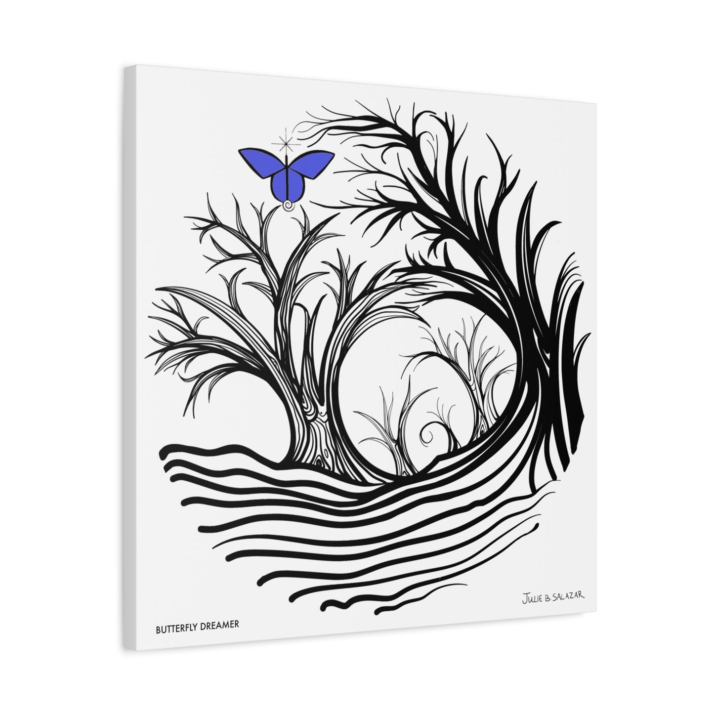 “Butterfly Dreamer”, IMAGINE™ Series, Hand-Drawn Art Print, Wall Art Collection, Stretched Canvas , 6 x 6 inches, 20 x 20 inches, 36 x 36 inches, plus 7 More Sizes