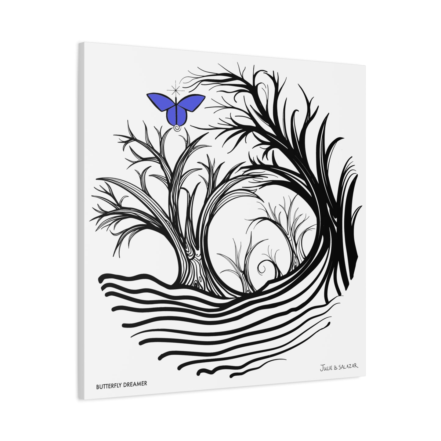 “Butterfly Dreamer”, IMAGINE™ Series, Hand-Drawn Art Print, Wall Art Collection, Stretched Canvas , 6 x 6 inches, 20 x 20 inches, 36 x 36 inches, plus 7 More Sizes