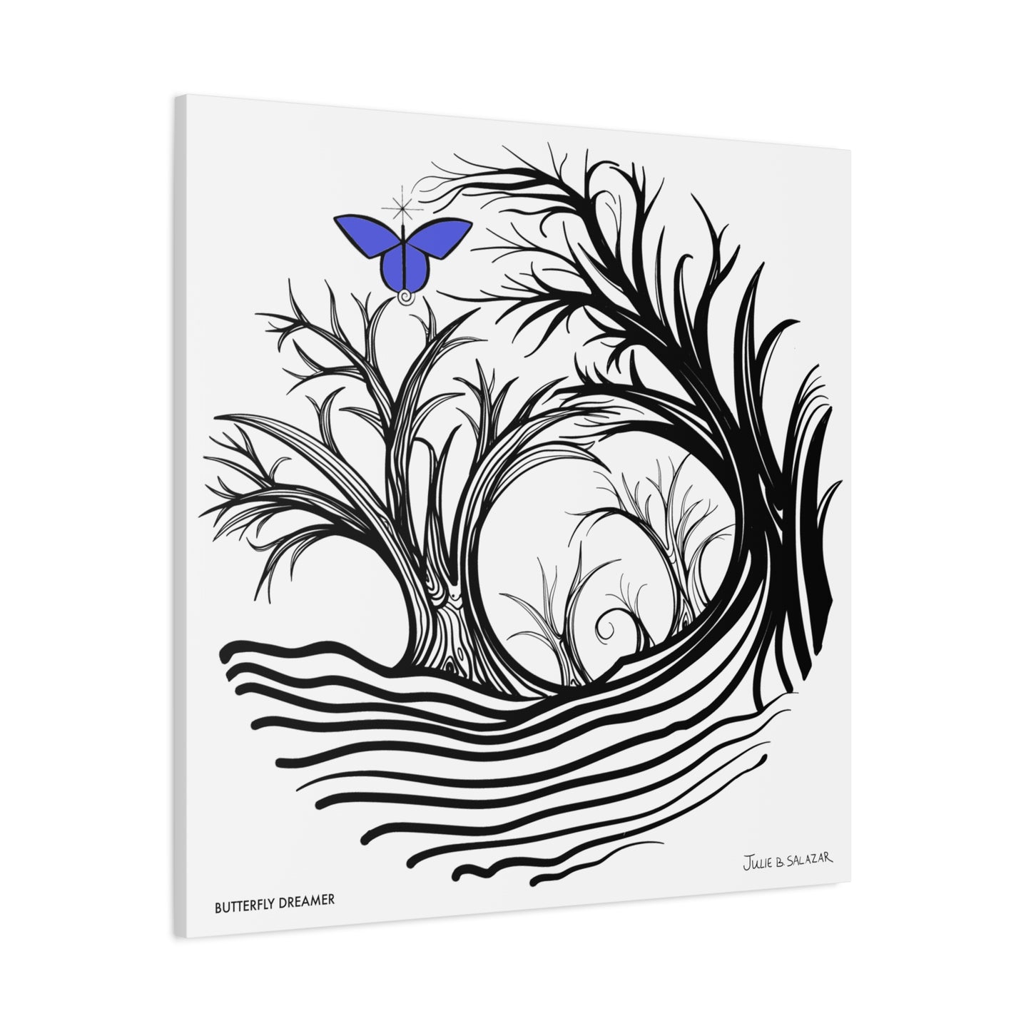 “Butterfly Dreamer”, IMAGINE™ Series, Hand-Drawn Art Print, Wall Art Collection, Stretched Canvas , 6 x 6 inches, 20 x 20 inches, 36 x 36 inches, plus 7 More Sizes