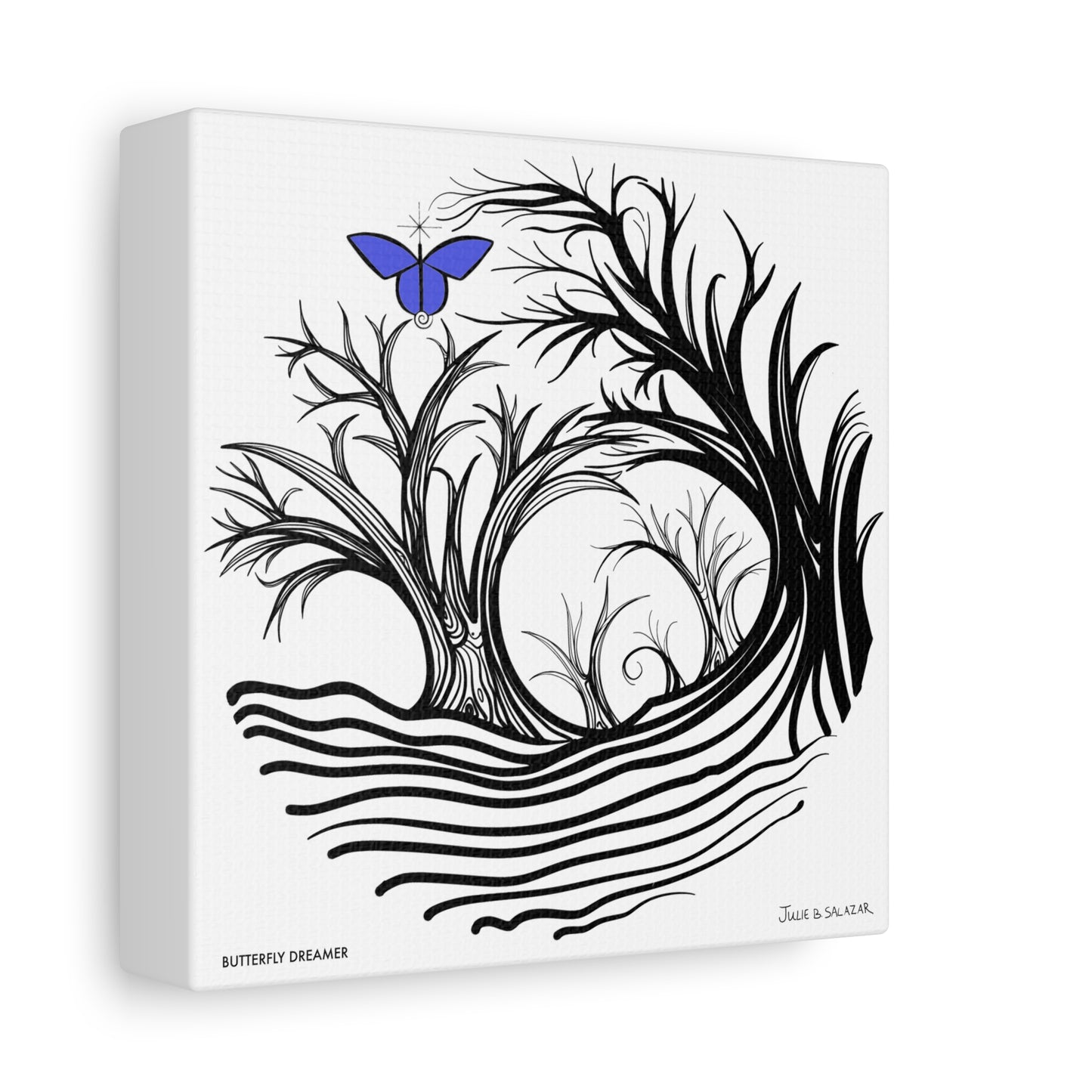 “Butterfly Dreamer”, IMAGINE™ Series, Hand-Drawn Art Print, Wall Art Collection, Stretched Canvas , 6 x 6 inches, 20 x 20 inches, 36 x 36 inches, plus 7 More Sizes