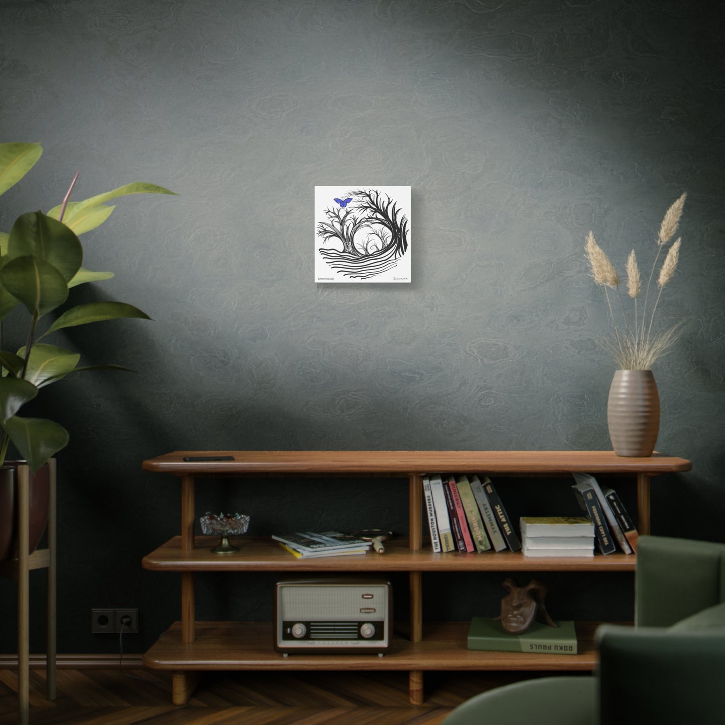 “Butterfly Dreamer”, IMAGINE™ Series, Hand-Drawn Art Print, Wall Art Collection, Stretched Canvas , 6 x 6 inches, 20 x 20 inches, 36 x 36 inches, plus 7 More Sizes