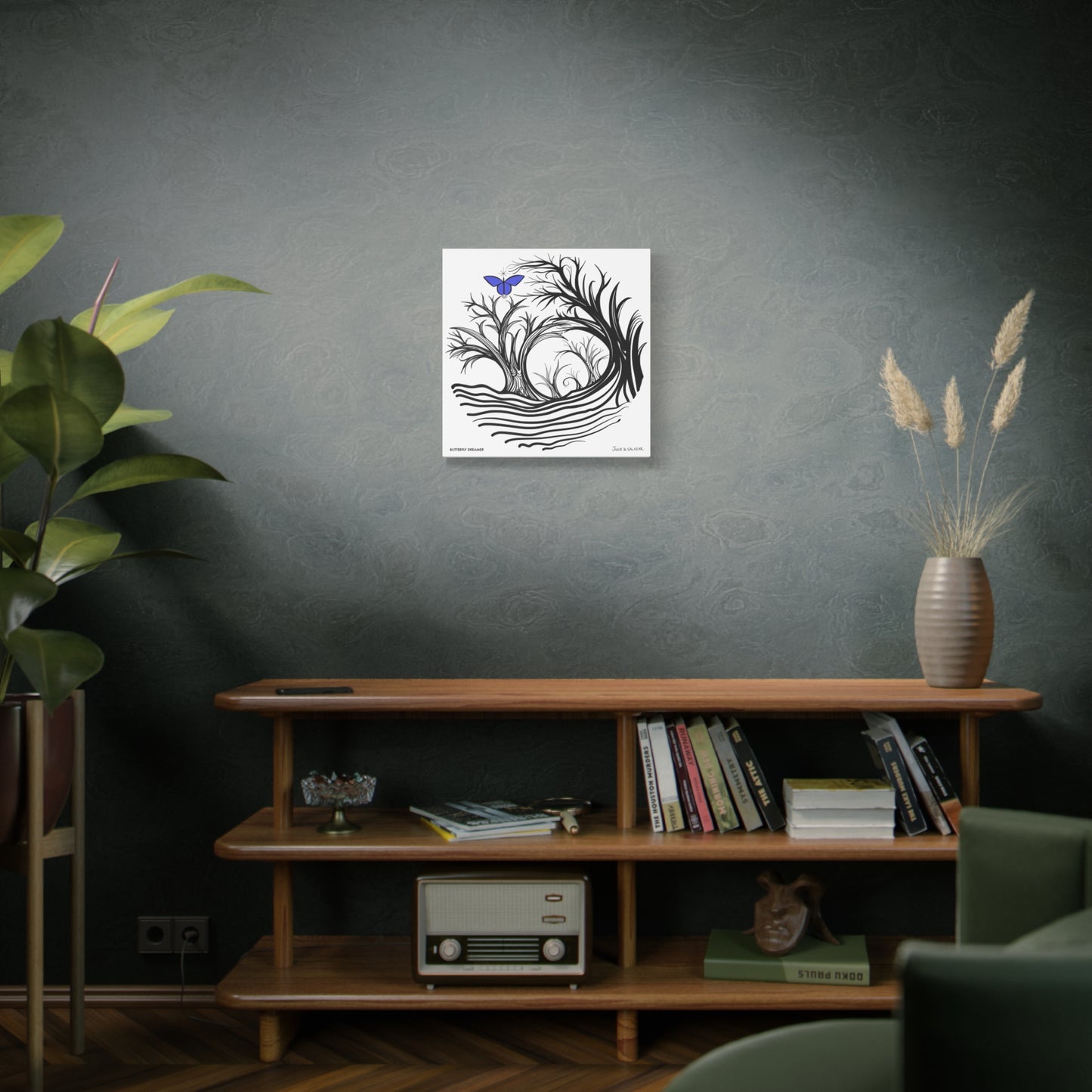 “Butterfly Dreamer”, IMAGINE™ Series, Hand-Drawn Art Print, Wall Art Collection, Stretched Canvas , 6 x 6 inches, 20 x 20 inches, 36 x 36 inches, plus 7 More Sizes