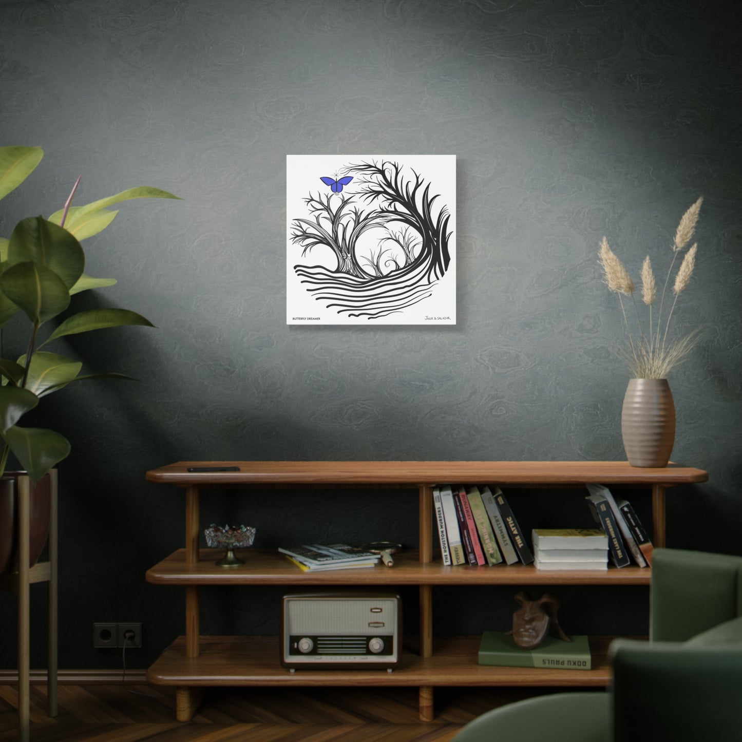“Butterfly Dreamer”, IMAGINE™ Series, Hand-Drawn Art Print, Wall Art Collection, Stretched Canvas , 6 x 6 inches, 20 x 20 inches, 36 x 36 inches, plus 7 More Sizes