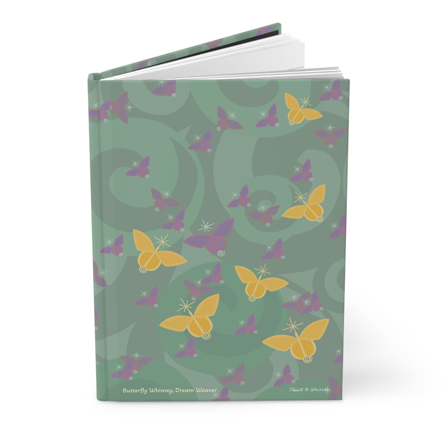 “Butterfly Whimsy, Dream Weaver”, IMAGINE™ Series Hand-Drawn Art Print, Hardcover Journal—Option to Personalize—Lined or Blank