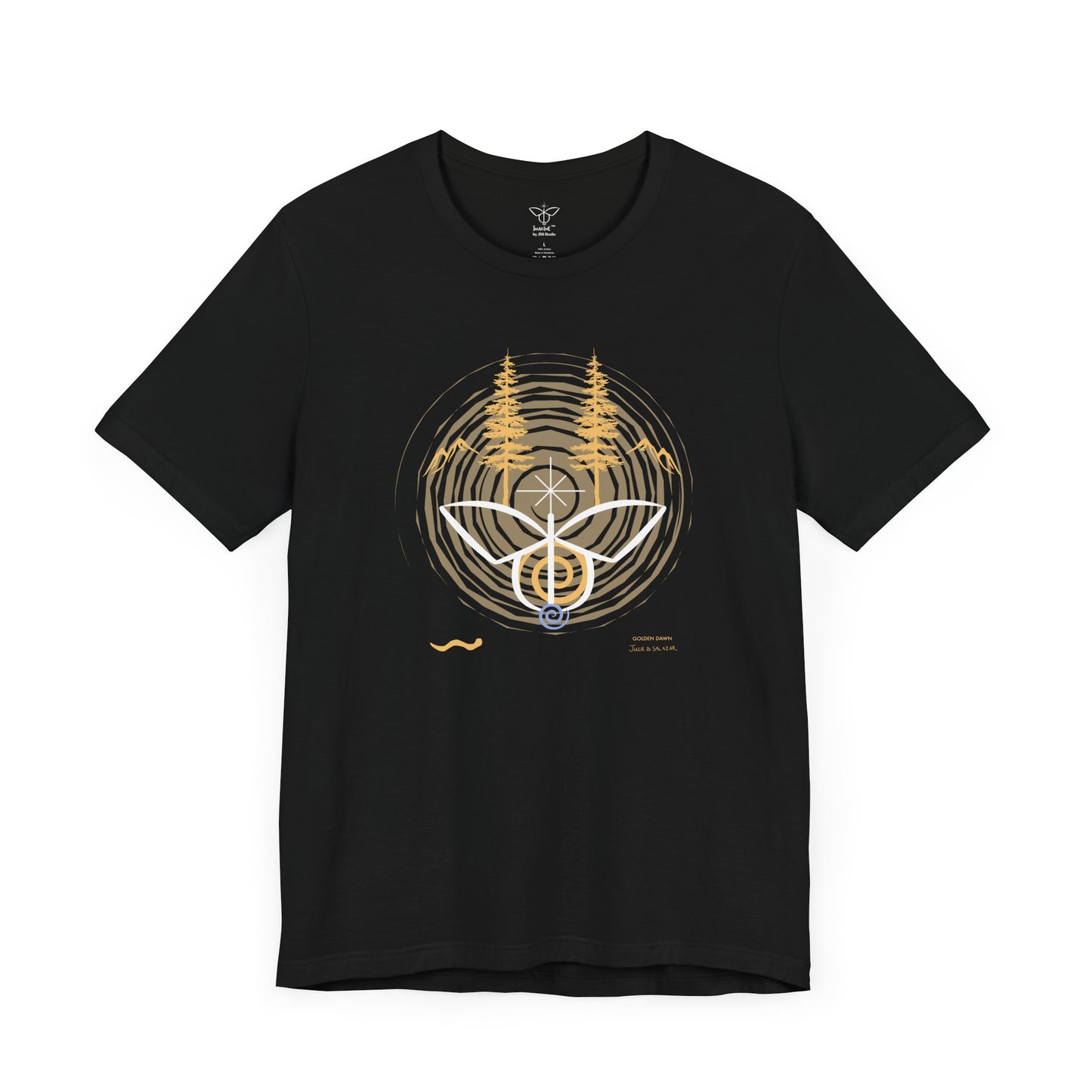 "Golden Dawn", IMAGINE™ Series, Hand-Drawn Art Print, Bella+Canvas 3001 Unisex Jersey Short Sleeve Tee