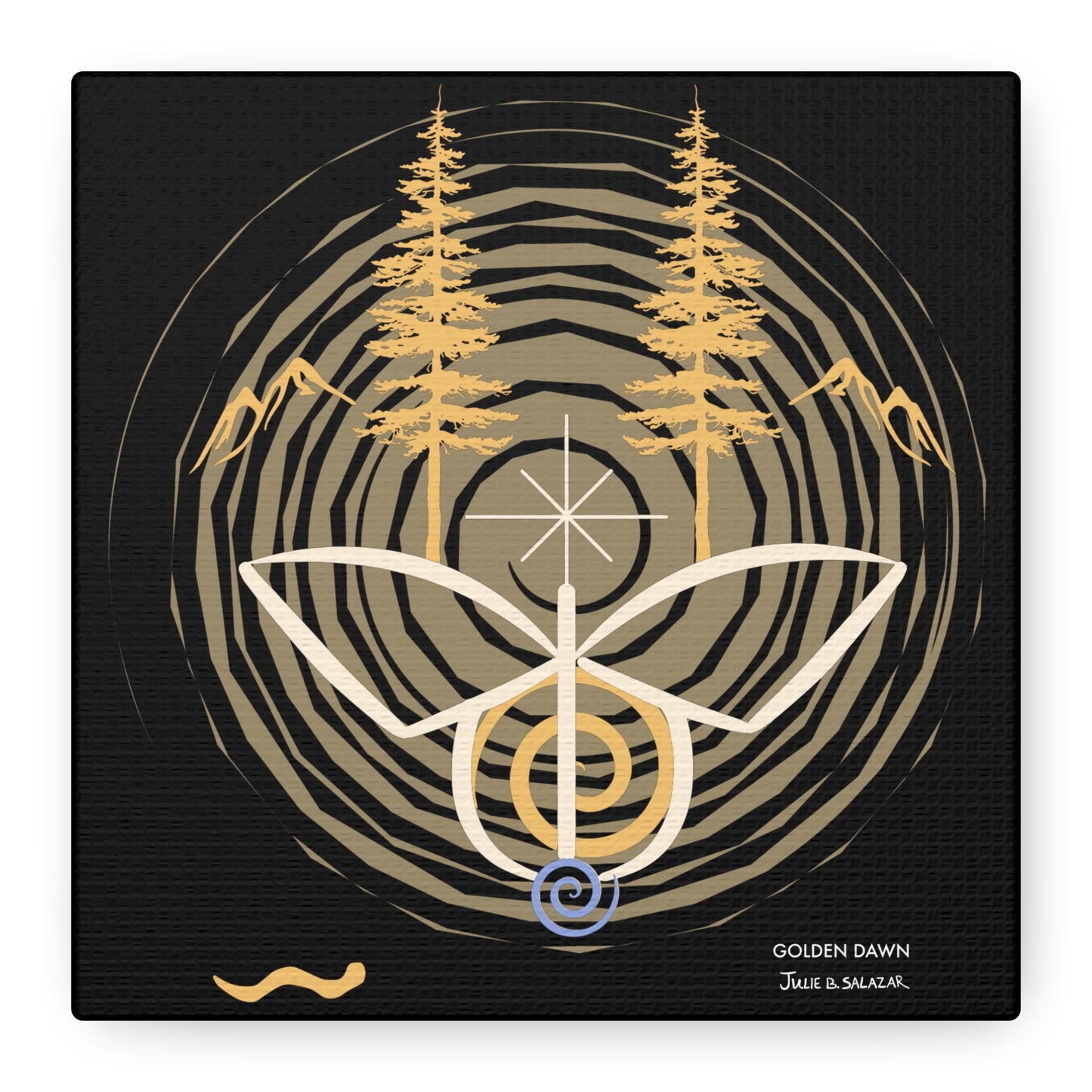 “Golden Dawn”, IMAGINE™ Series, Hand-Drawn Art Print, Wall Art Collection, Stretched Canvas , 6 x 6 inches, 20 x 20 inches, 36 x 36 inches, plus 7 More Sizes