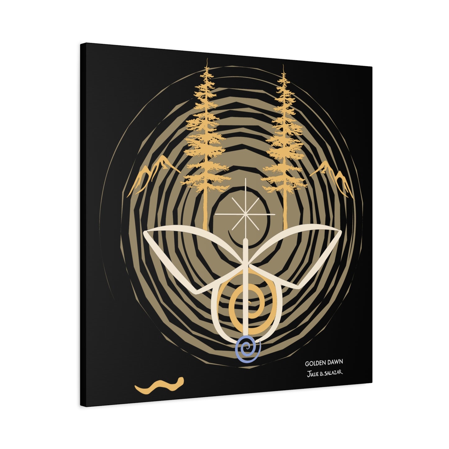 “Golden Dawn”, IMAGINE™ Series, Hand-Drawn Art Print, Wall Art Collection, Stretched Canvas , 6 x 6 inches, 20 x 20 inches, 36 x 36 inches, plus 7 More Sizes