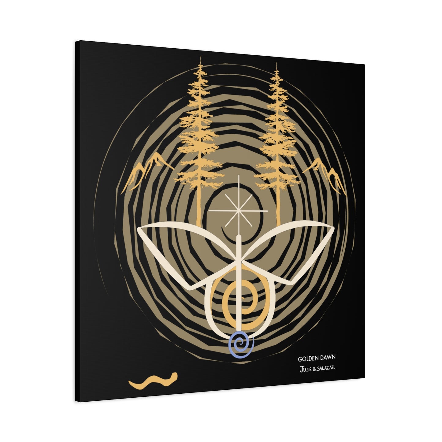 “Golden Dawn”, IMAGINE™ Series, Hand-Drawn Art Print, Wall Art Collection, Stretched Canvas , 6 x 6 inches, 20 x 20 inches, 36 x 36 inches, plus 7 More Sizes