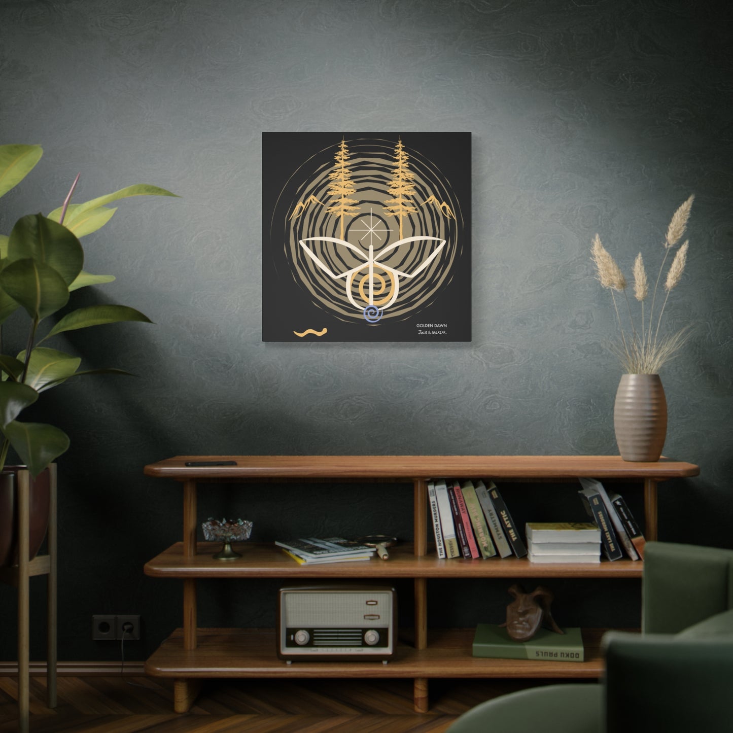 “Golden Dawn”, IMAGINE™ Series, Hand-Drawn Art Print, Wall Art Collection, Stretched Canvas , 6 x 6 inches, 20 x 20 inches, 36 x 36 inches, plus 7 More Sizes